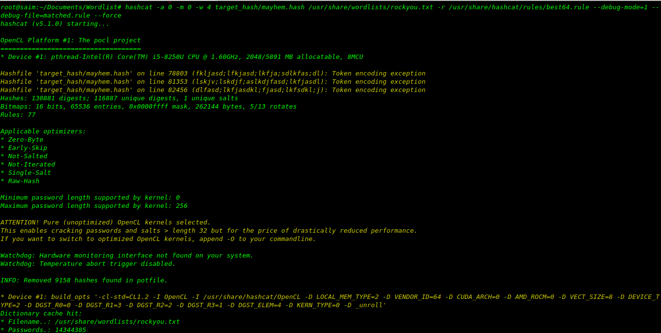 hashcat Dictonary+wordlist+rule