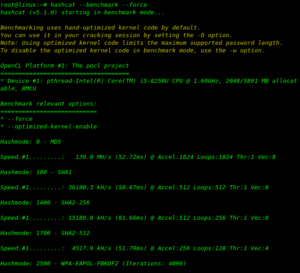 hashcat bench mark